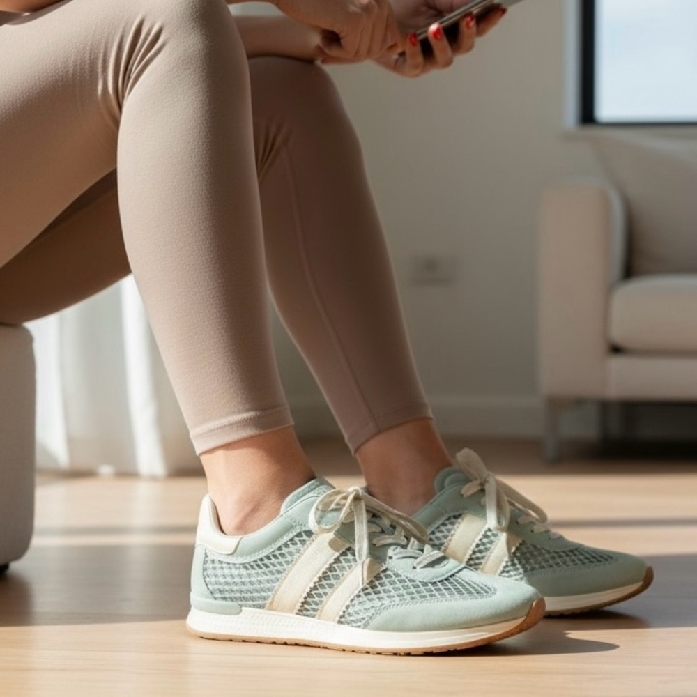 DV by Dolce Vita Sage Green and Cream Athletic Sneakers - Picture 11 of 11